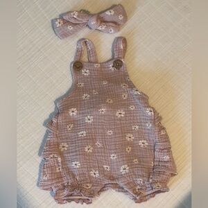 Floral Baby Romper and Headband Set